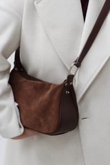 FAIM SUEDE HALF MOON BAG CHOCOLATE