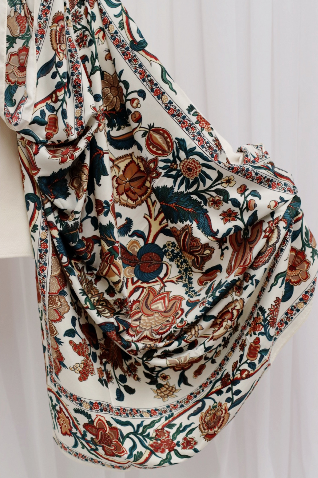 Square Floral Shawl Beige
