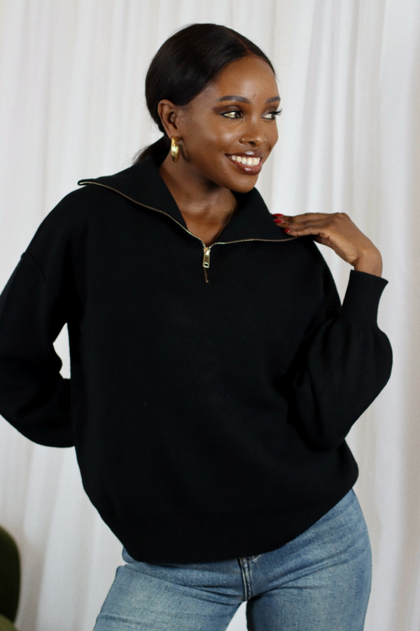 KARAH QUARTER ZIP BLACK