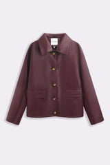 LOGAN FAUX LEATHER JACKET BURGUNDY