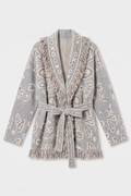 KAYA PAISLEY BANDANA PRINT WRAP CARDIGAN GREY