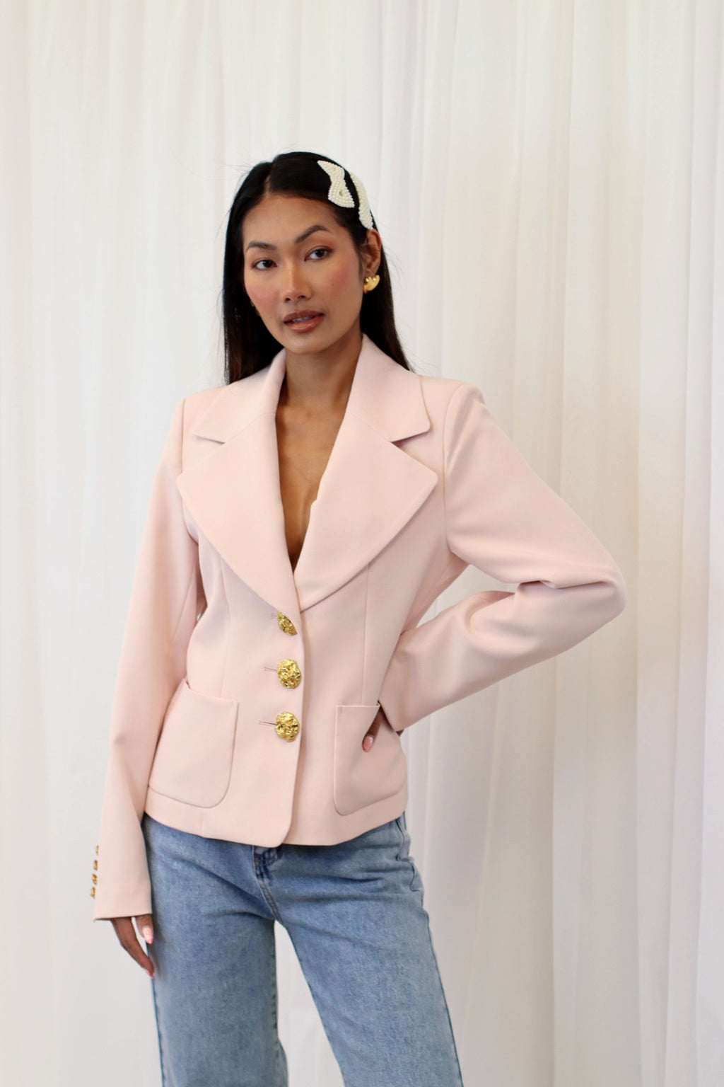 KARMEL FITTED BLAZER BABY PINK