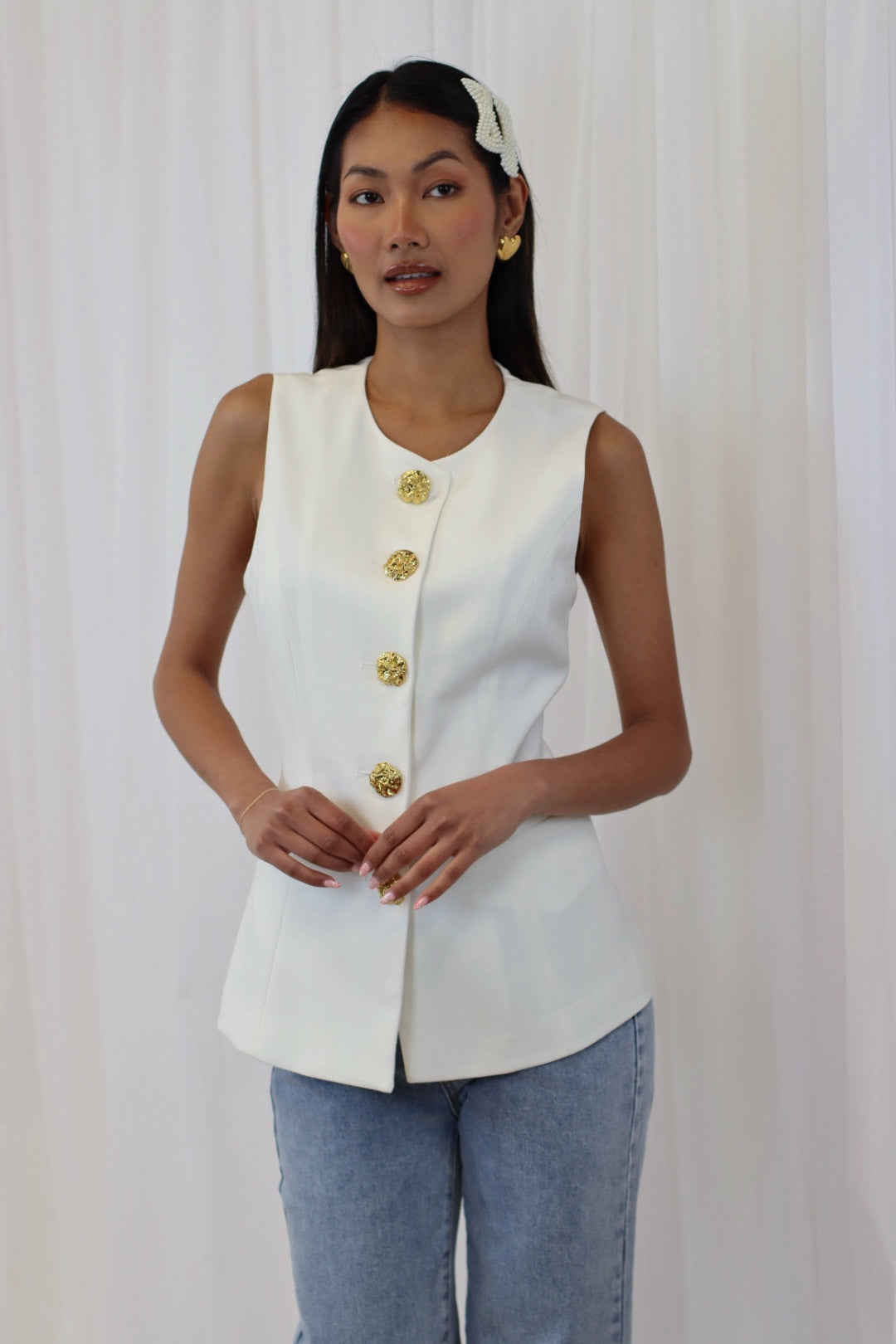 KARRO WAISTCOAT WHITE