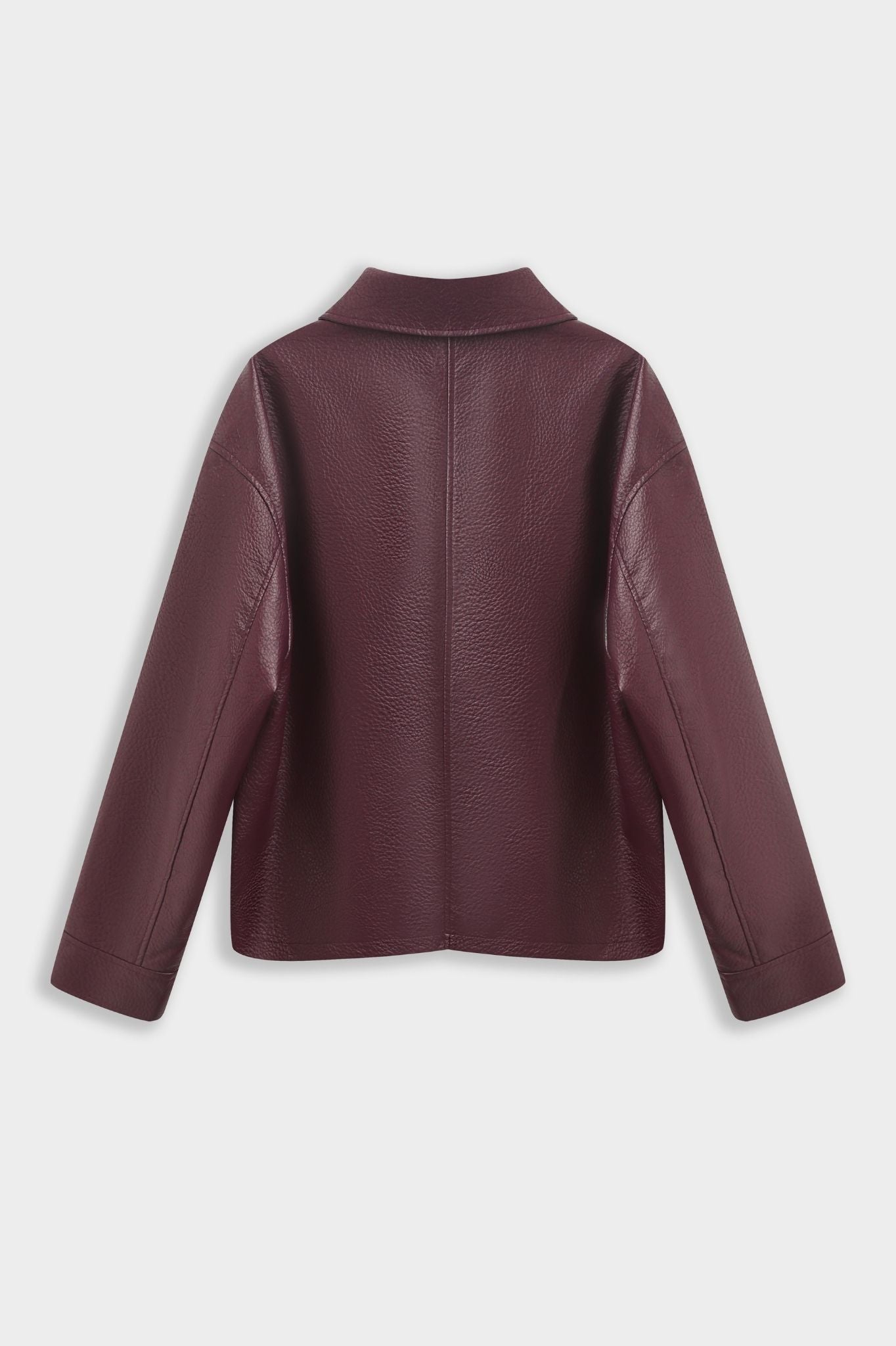 LOGAN FAUX LEATHER JACKET BURGUNDY