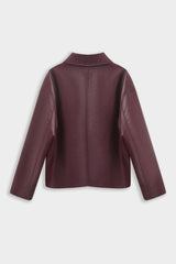 LOGAN FAUX LEATHER JACKET BURGUNDY