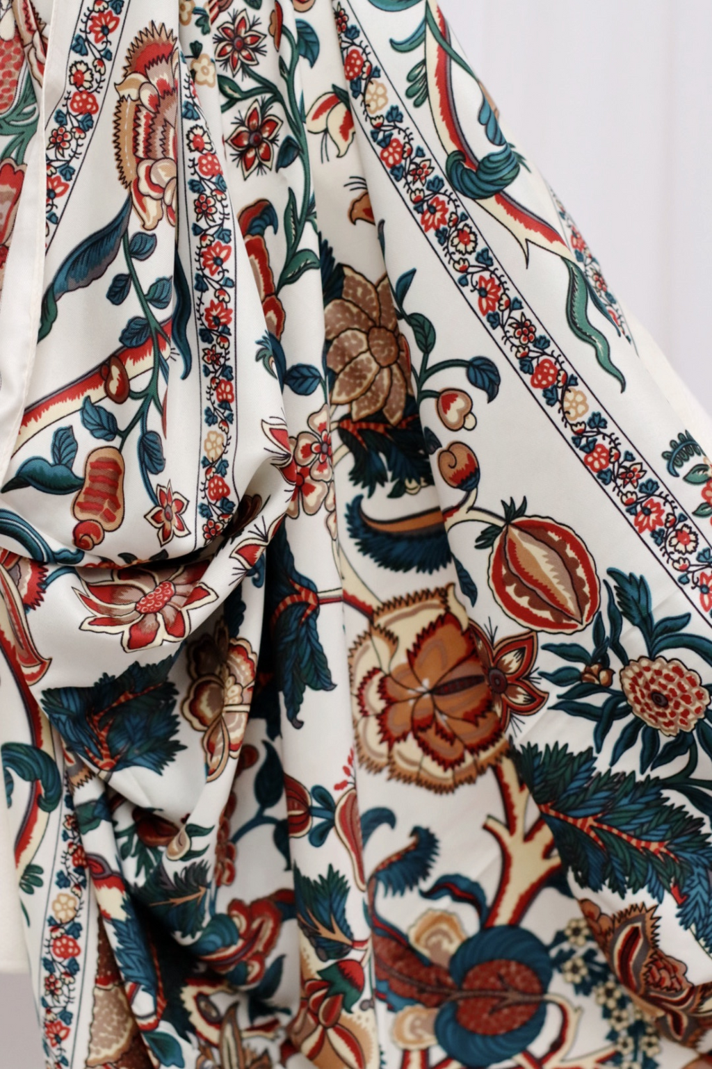 Square Floral Shawl Beige