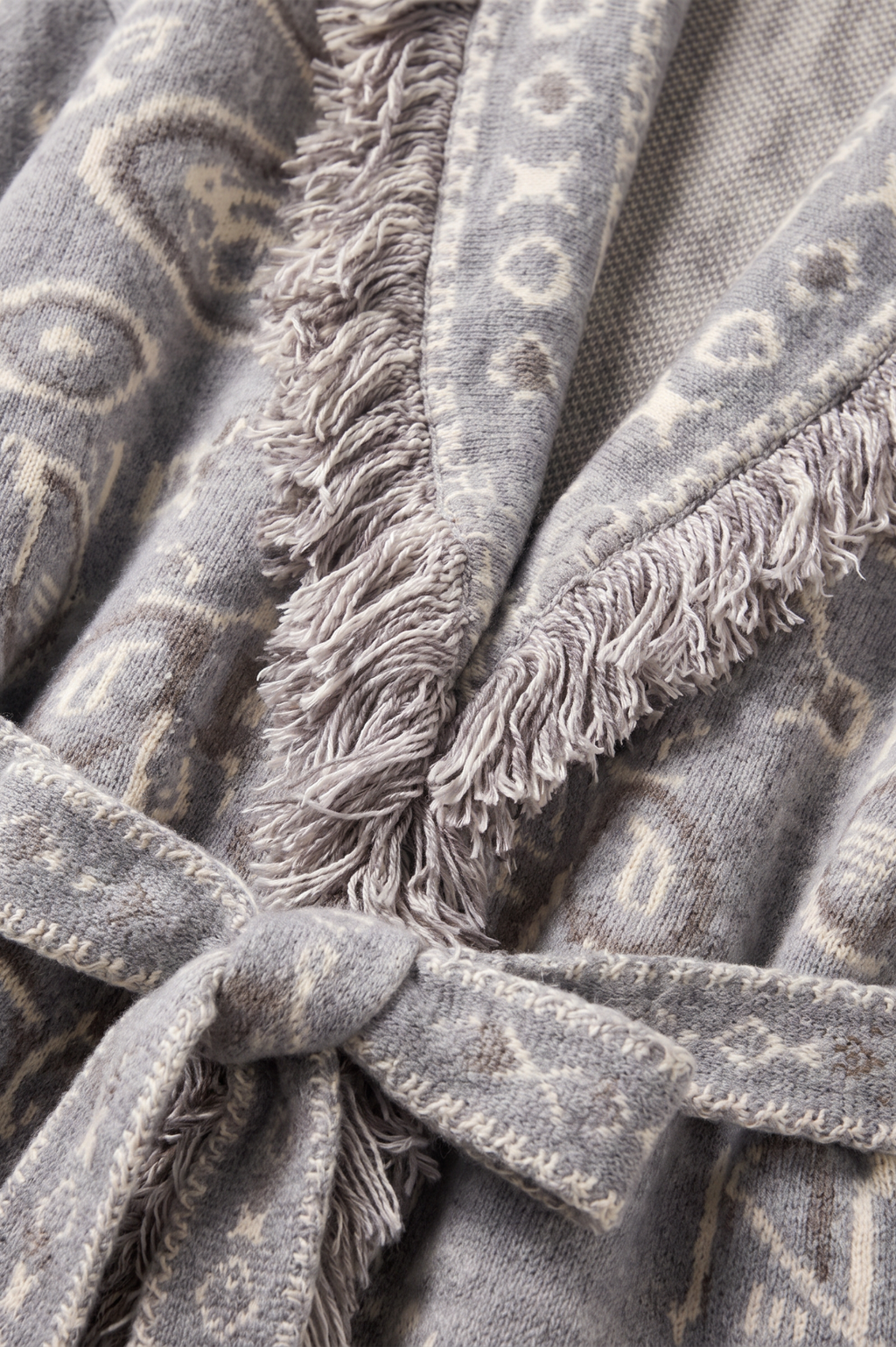 KAYA PAISLEY BANDANA PRINT WRAP CARDIGAN GREY