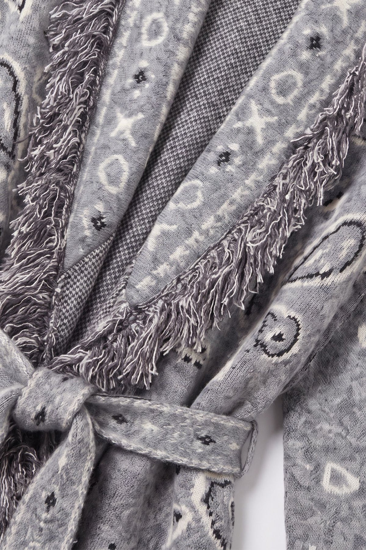 KAYA PAISLEY BANDANA PRINT WRAP CARDIGAN GREY