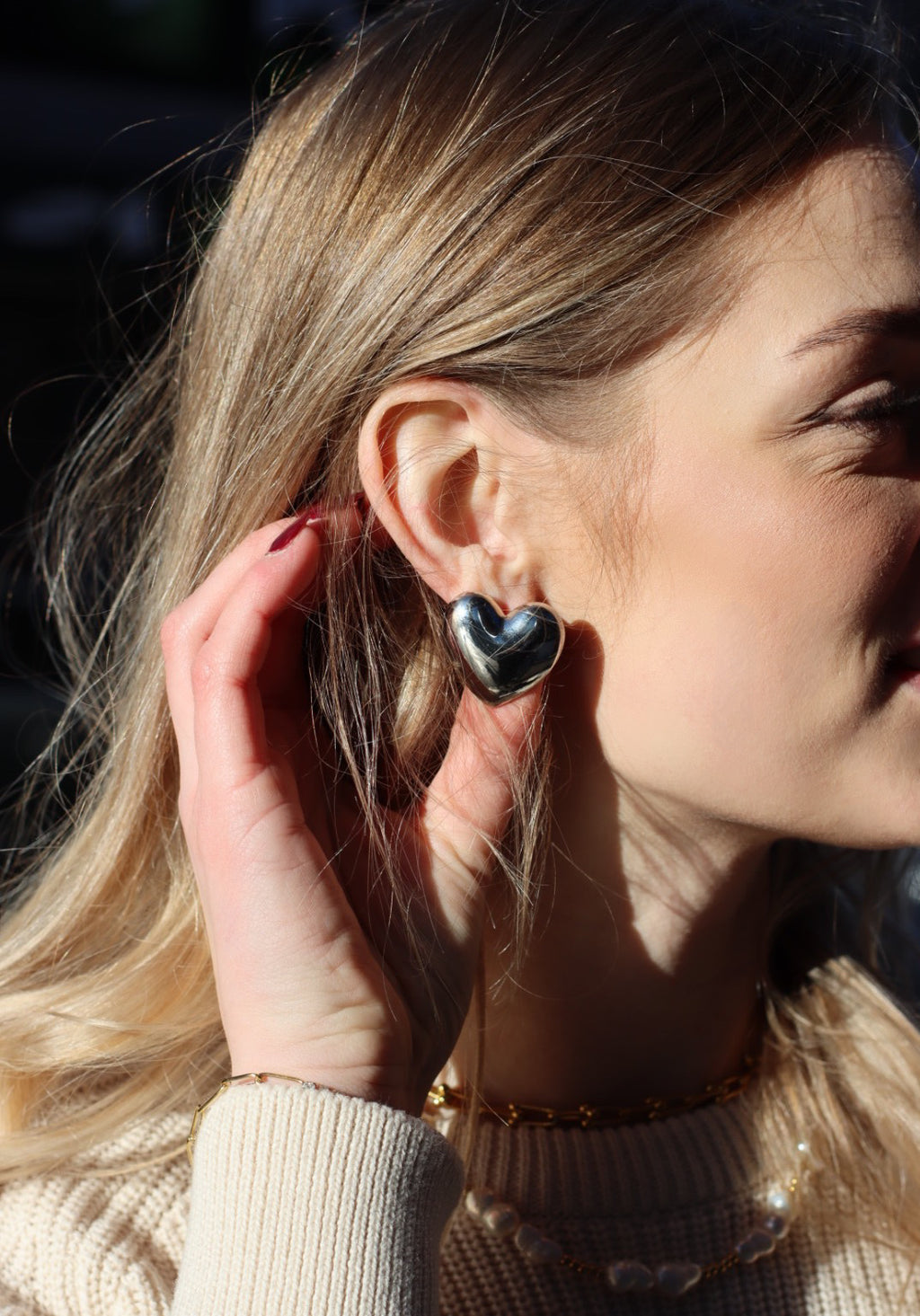 Elsie Large Heart Earrings