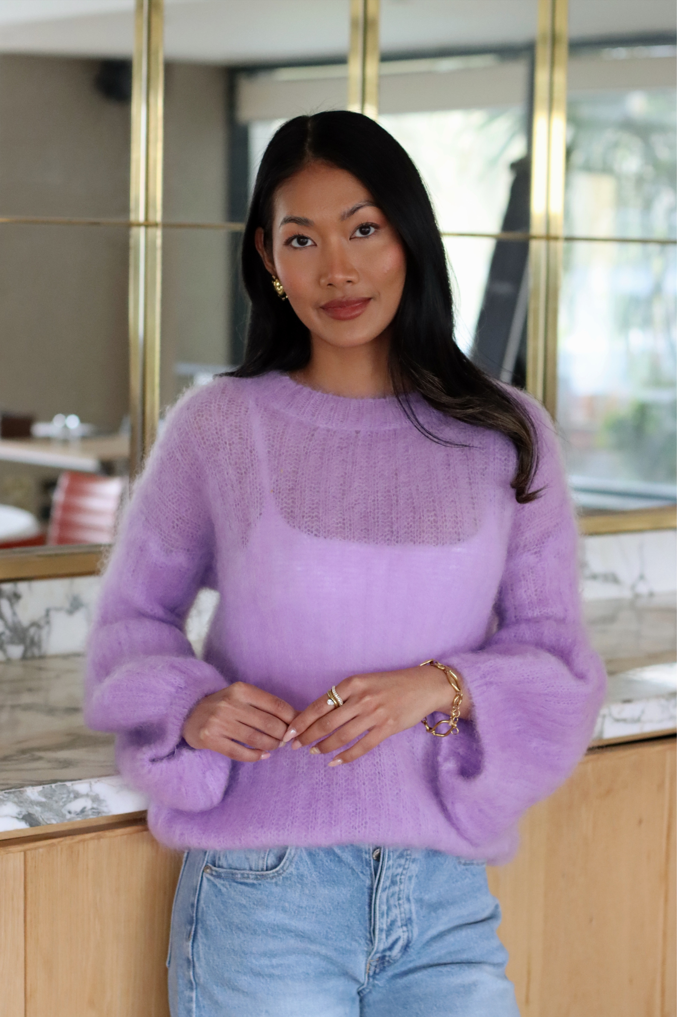 KELLY MOHAIR BLEND SWEATER LAVENDER