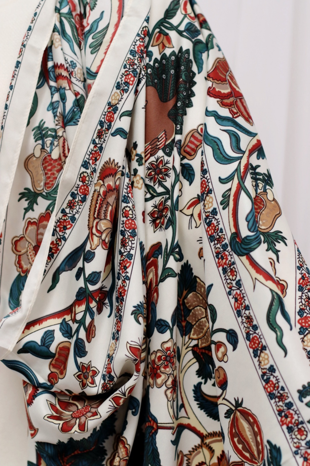 Square Floral Shawl Beige