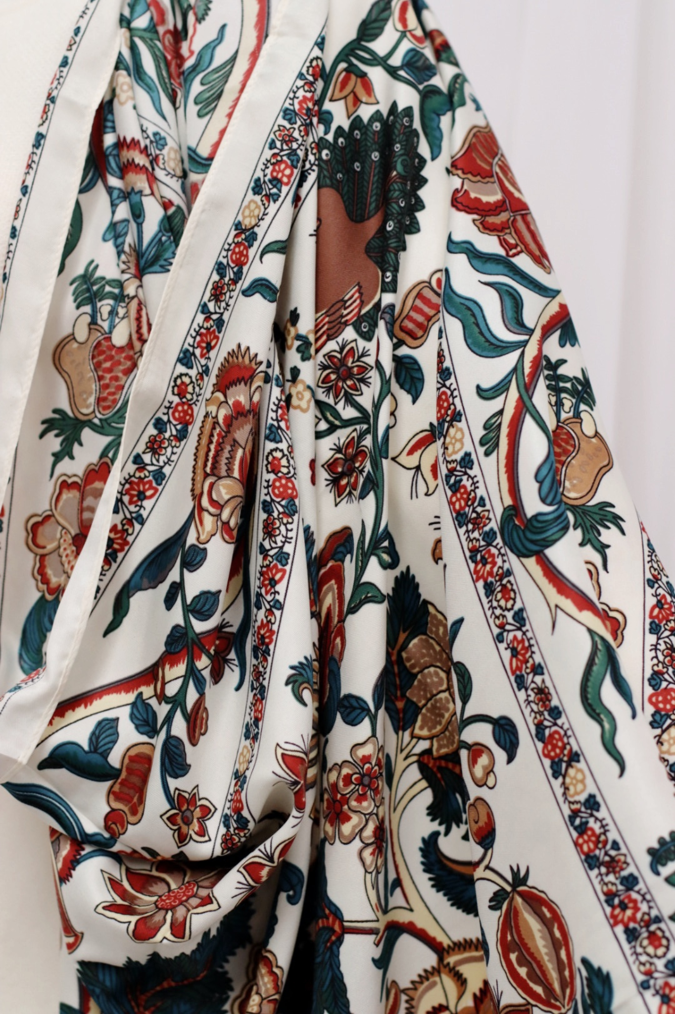 Square Floral Shawl Beige