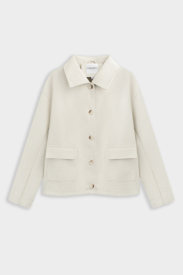 LOGAN FAUX LEATHER JACKET BEIGE