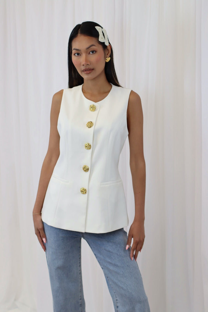KARRO WAISTCOAT WHITE