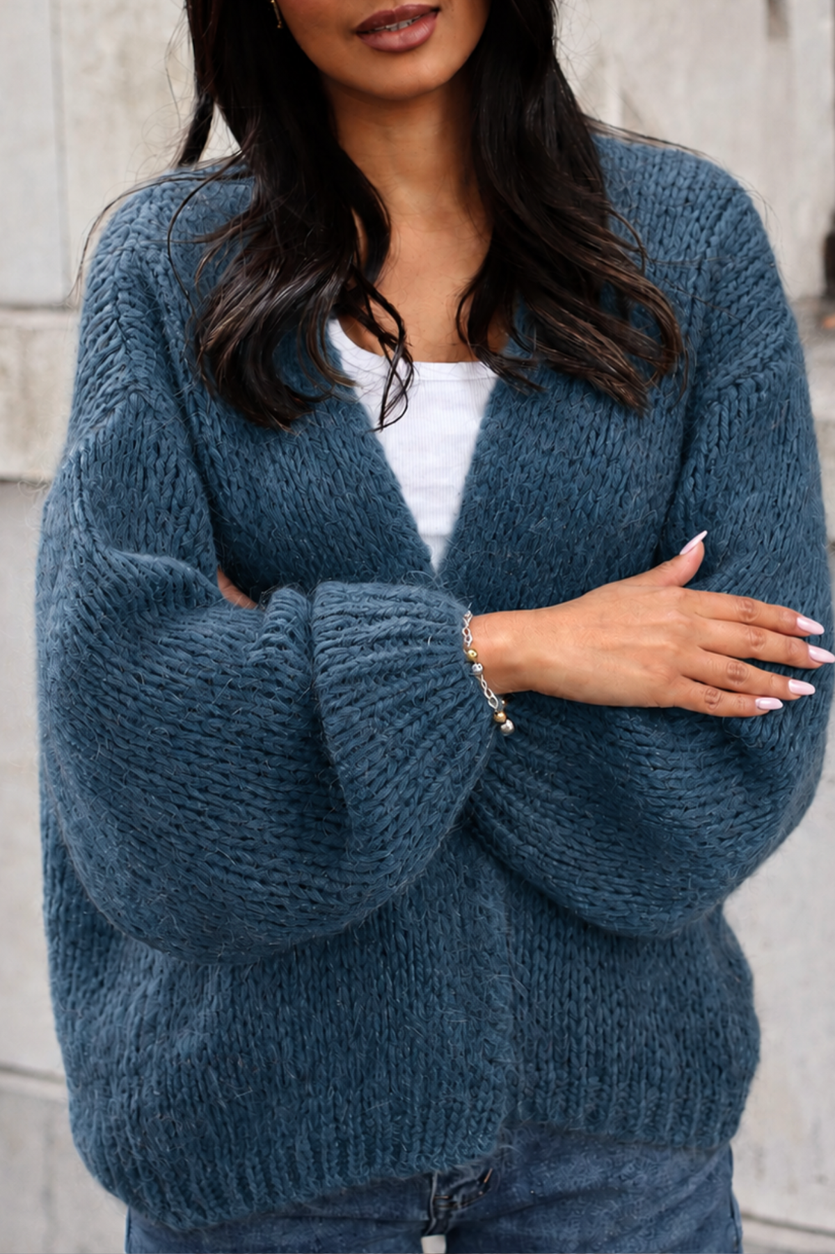 KENZA KNITTED CARDIGAN DARK TEAL