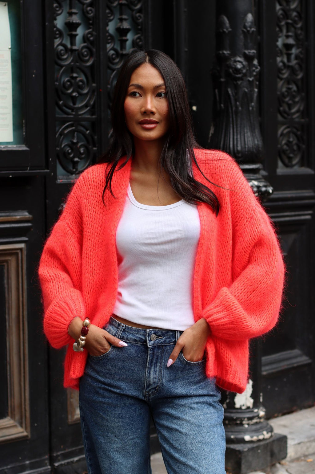KENZA KNITTED CARDIGAN ORANGE