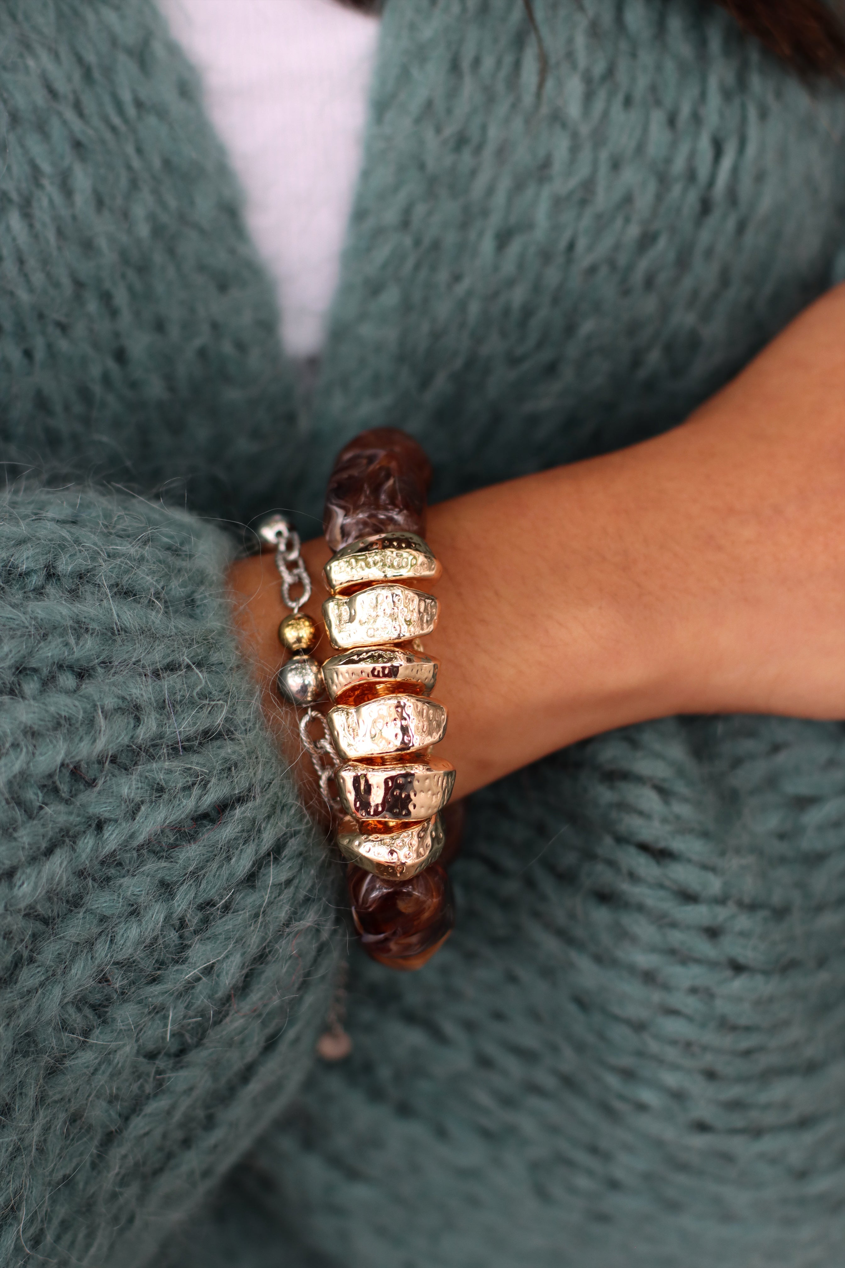 Ellen Chunky Beaded Bracelet TORTOISE