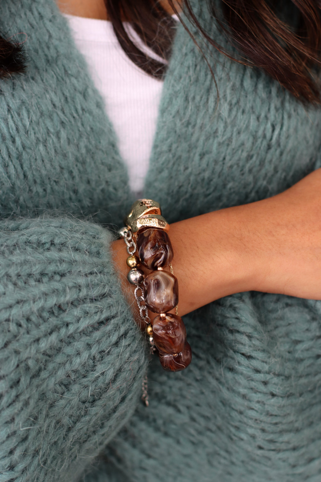 Ellen Chunky Beaded Bracelet TORTOISE