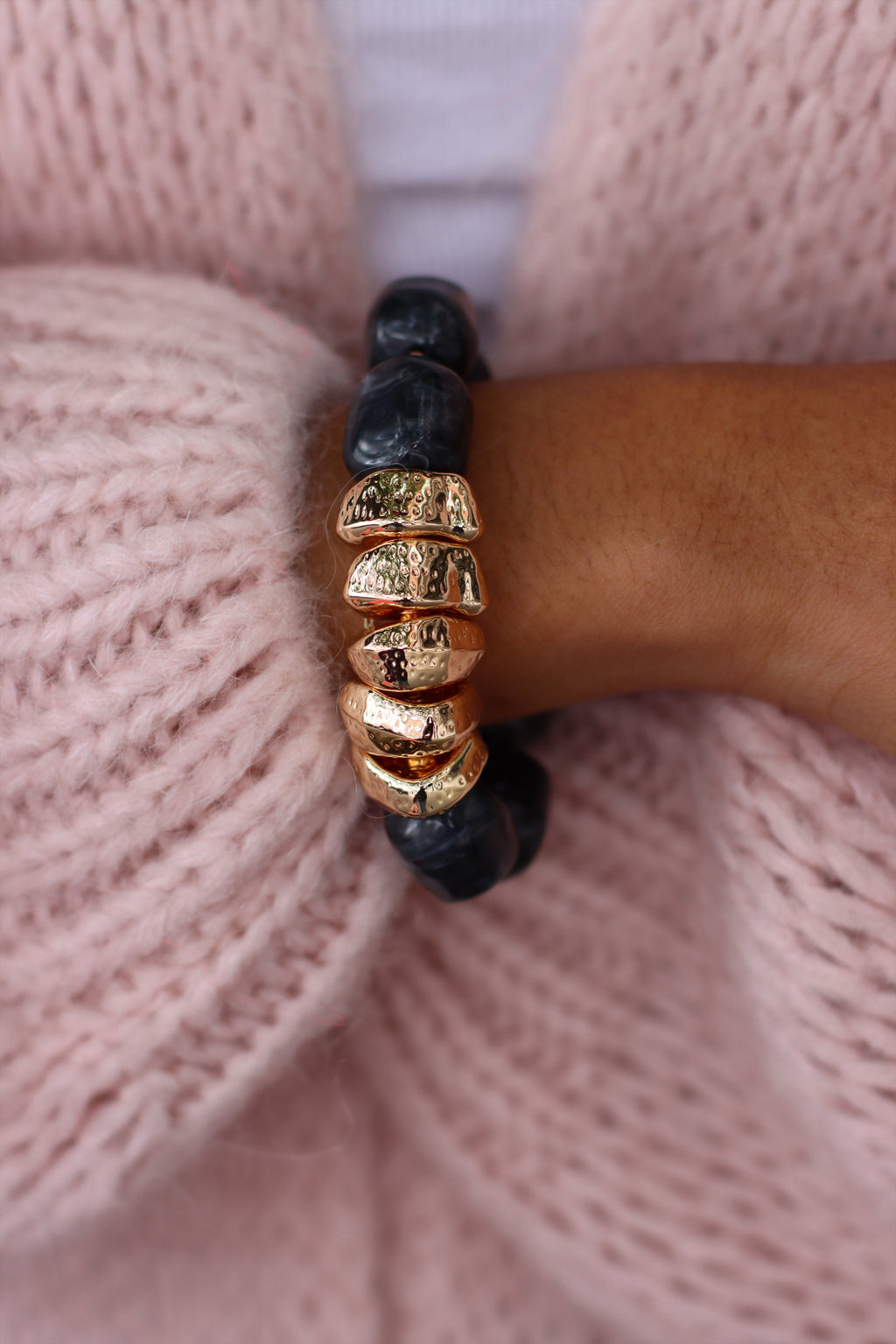 Ellen Chunky Beaded Bracelet BLACK