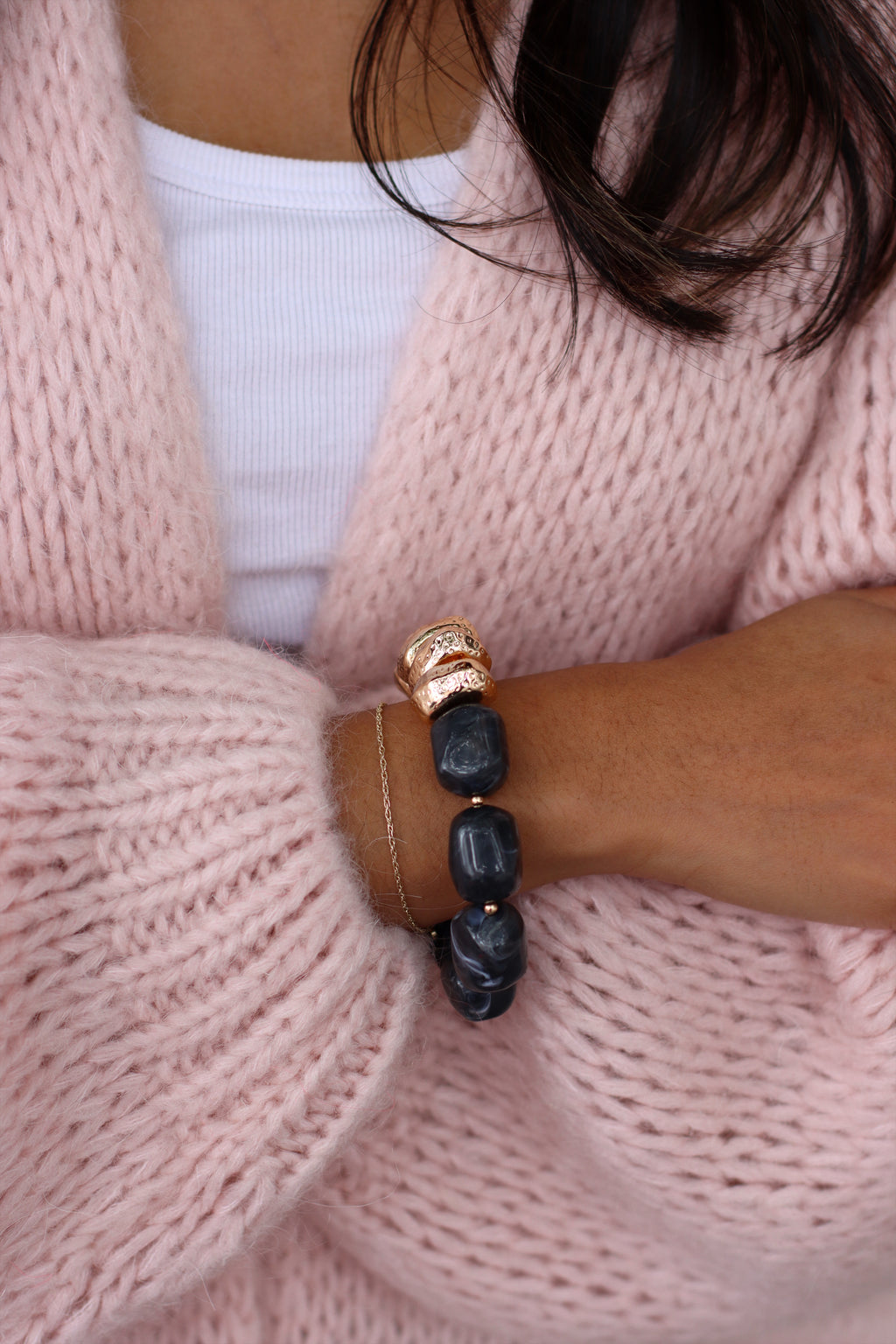Ellen Chunky Beaded Bracelet BLACK