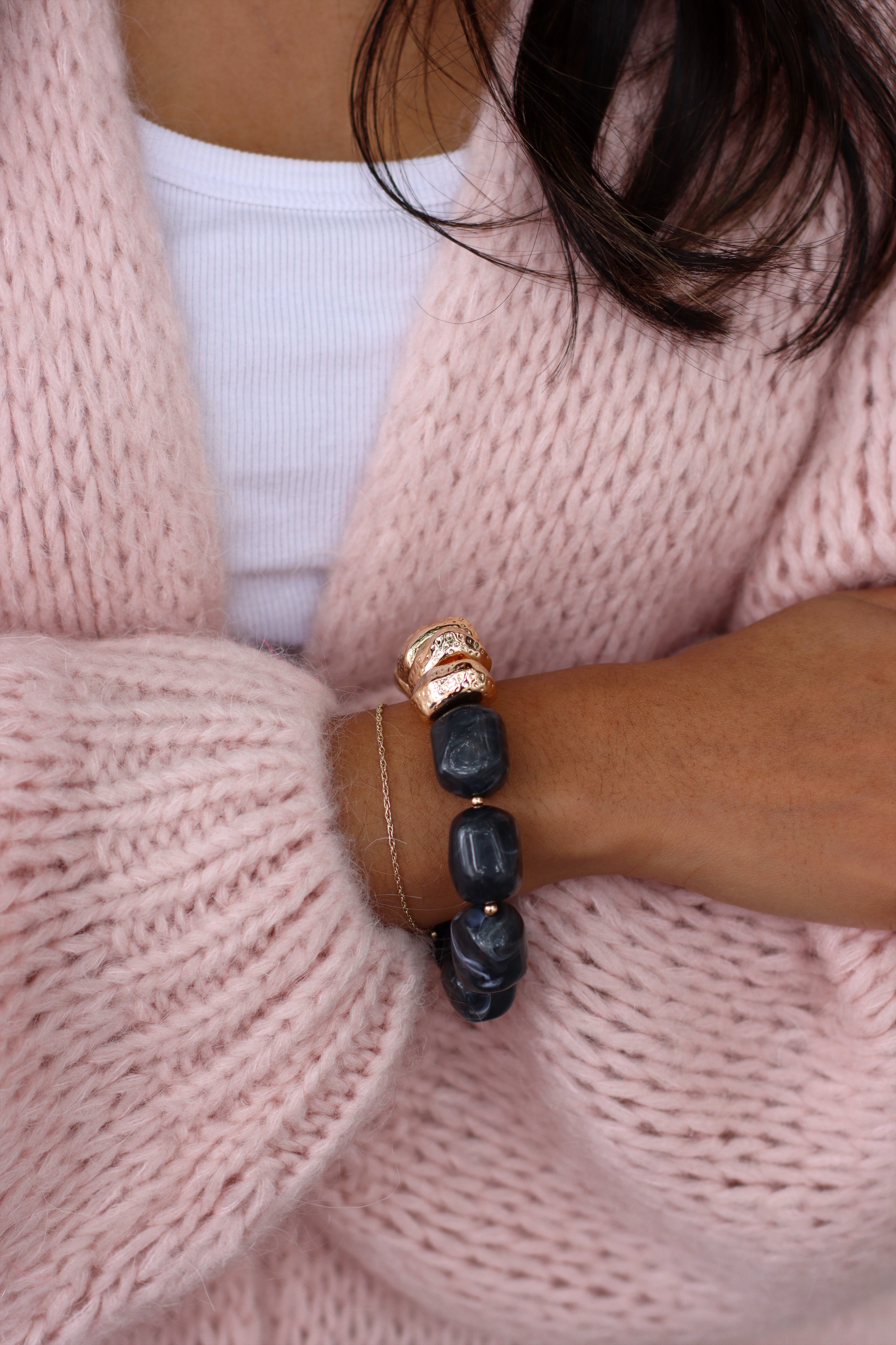 Ellen Chunky Beaded Bracelet BLACK