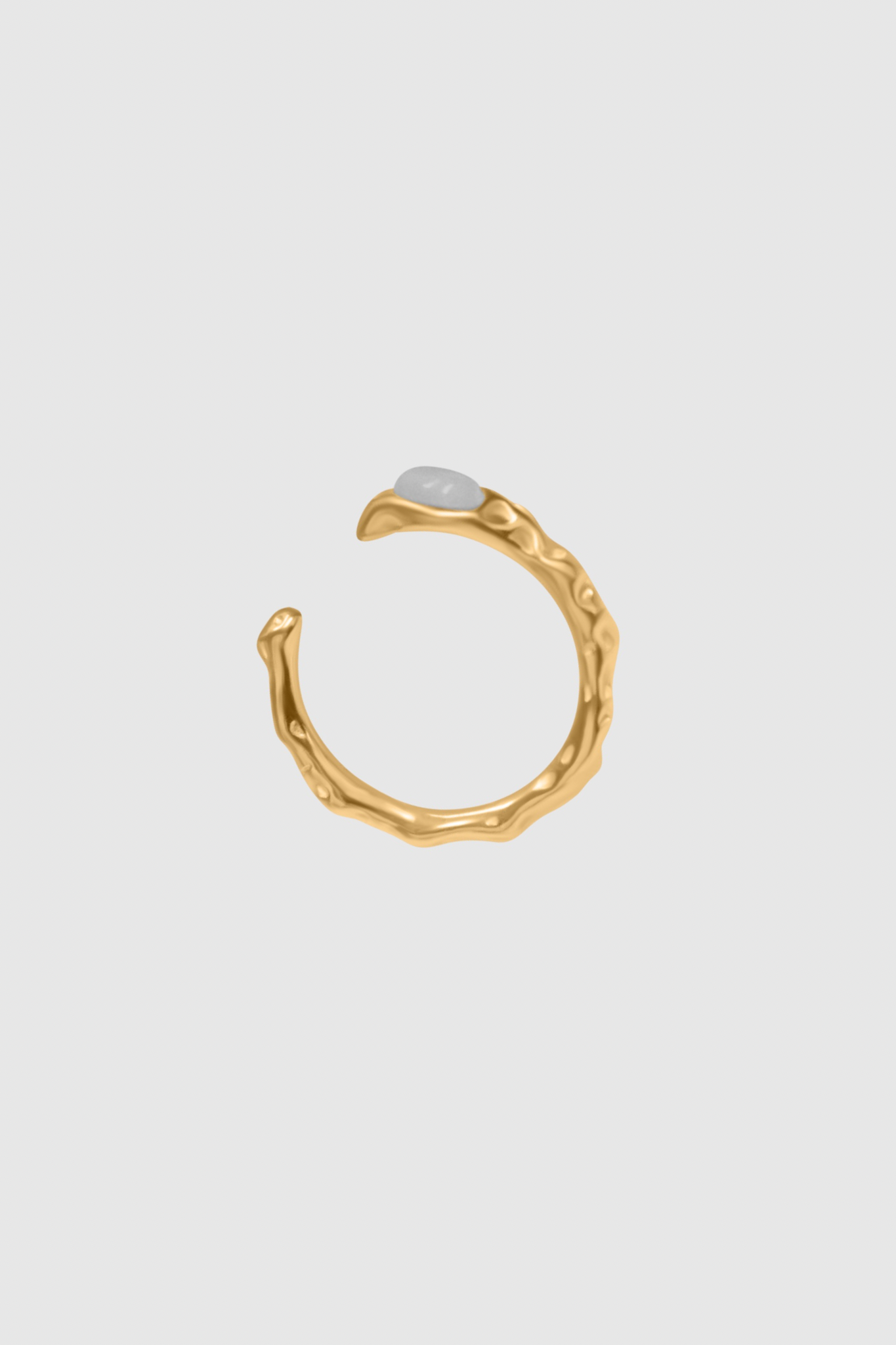 Open moon stone adjustable ring