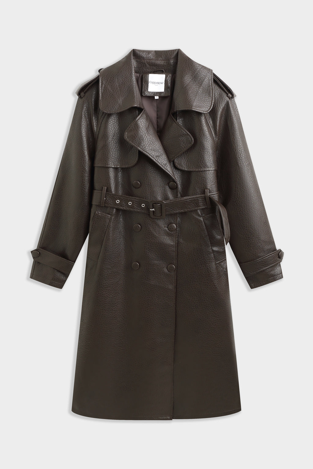LONDYN FAUX LEATHER COAT CHOCOLATE