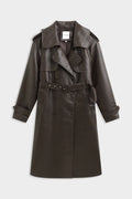 LONDYN FAUX LEATHER COAT CHOCOLATE
