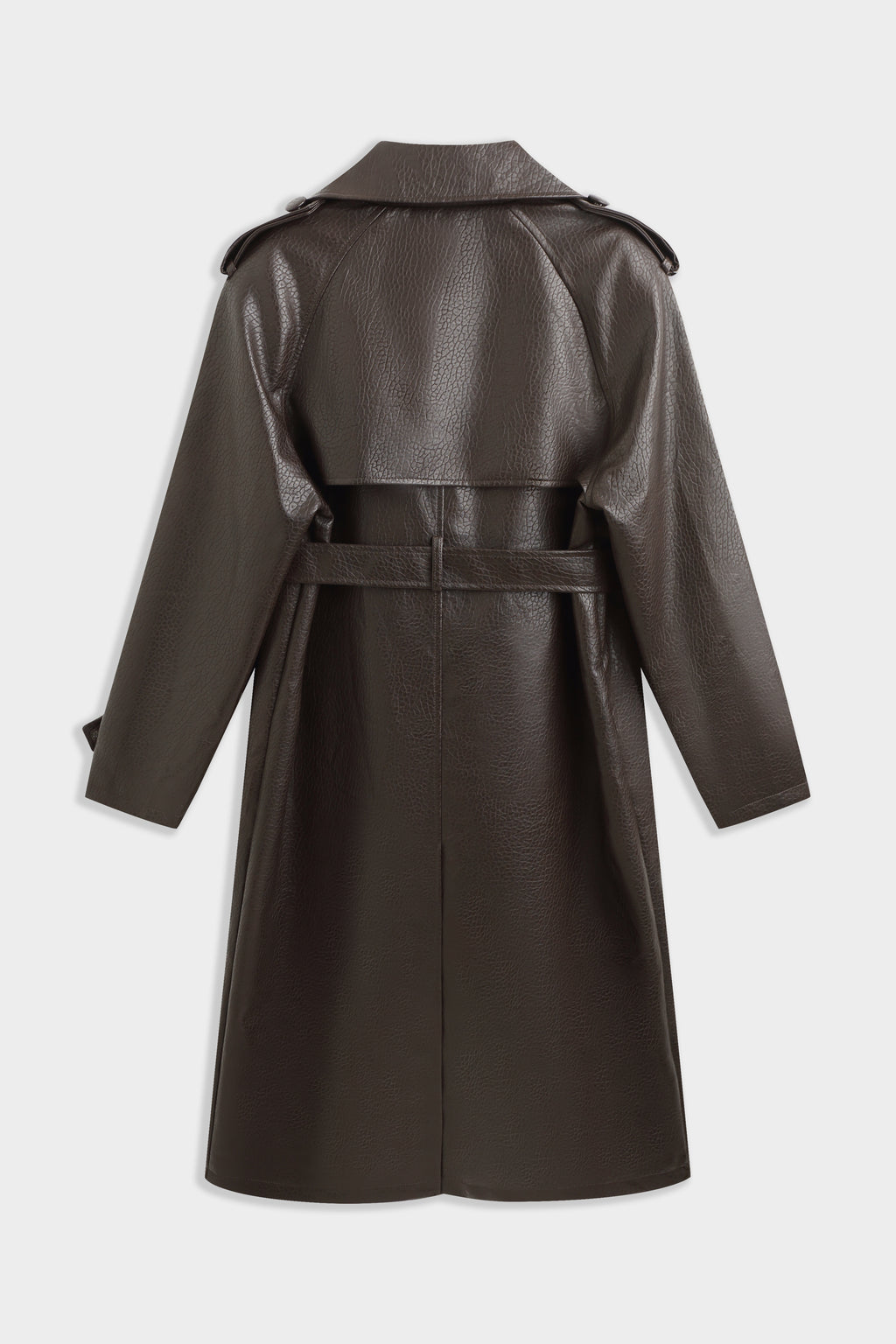 LONDYN FAUX LEATHER COAT CHOCOLATE
