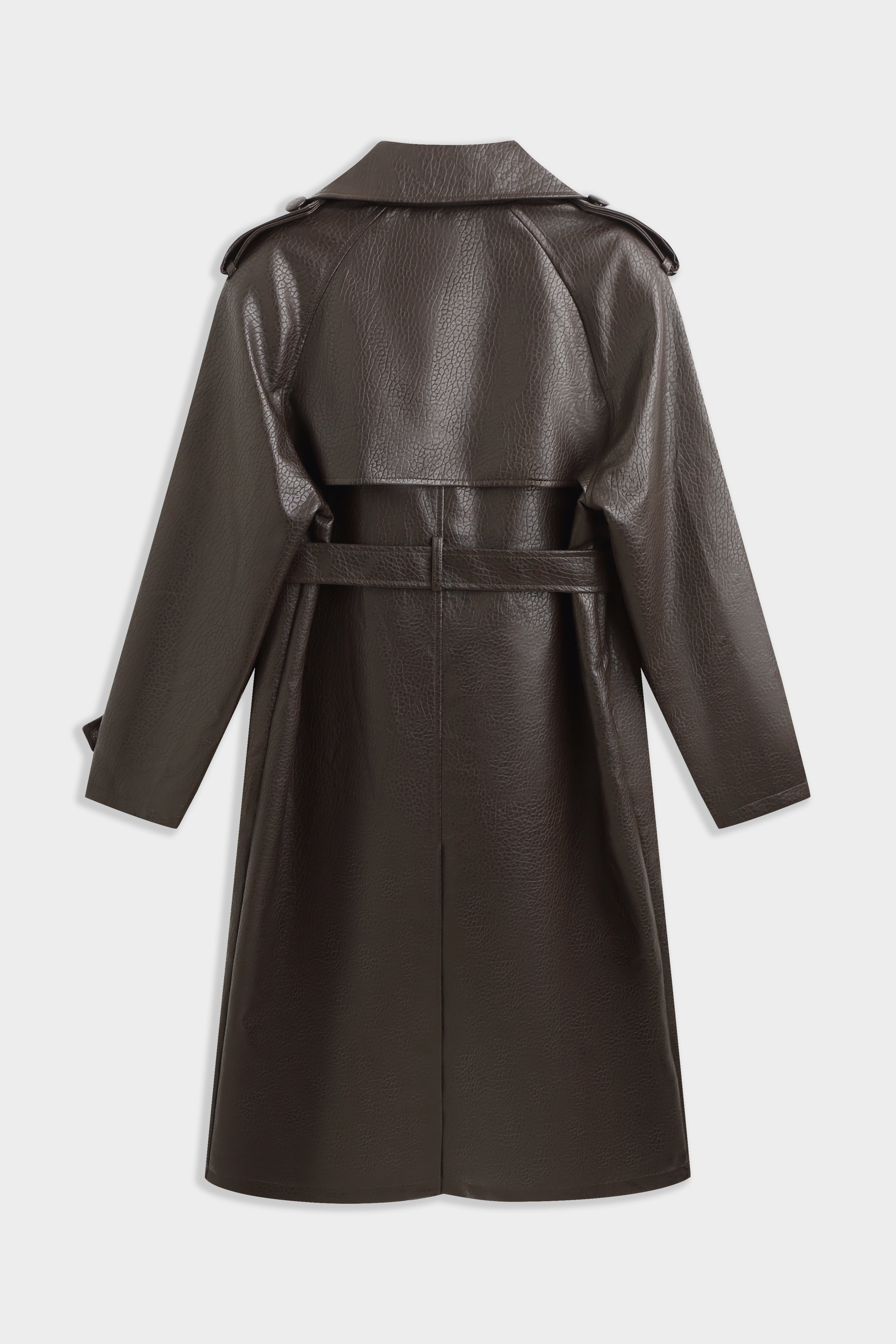 LONDYN FAUX LEATHER COAT CHOCOLATE