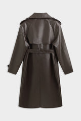 LONDYN FAUX LEATHER COAT CHOCOLATE