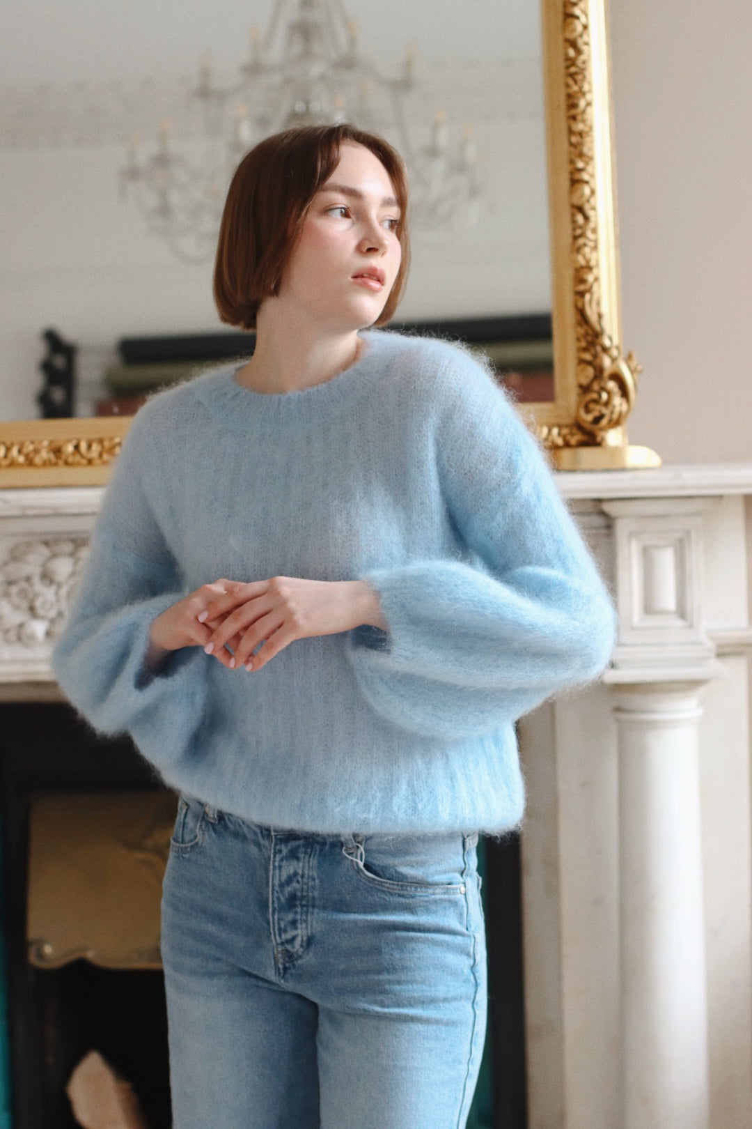 KELLY MOHAIR BLEND SWEATER BABY BLUE
