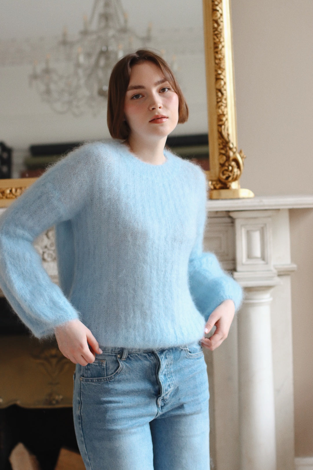 KELLY MOHAIR BLEND SWEATER BABY BLUE