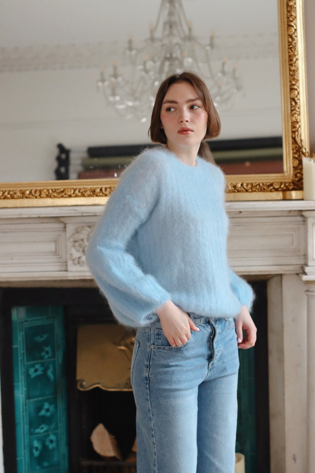 KELLY MOHAIR BLEND SWEATER BABY BLUE