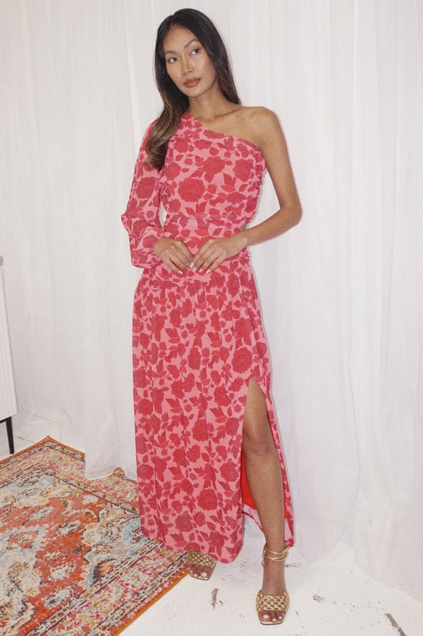 Solace Floral Dress Red