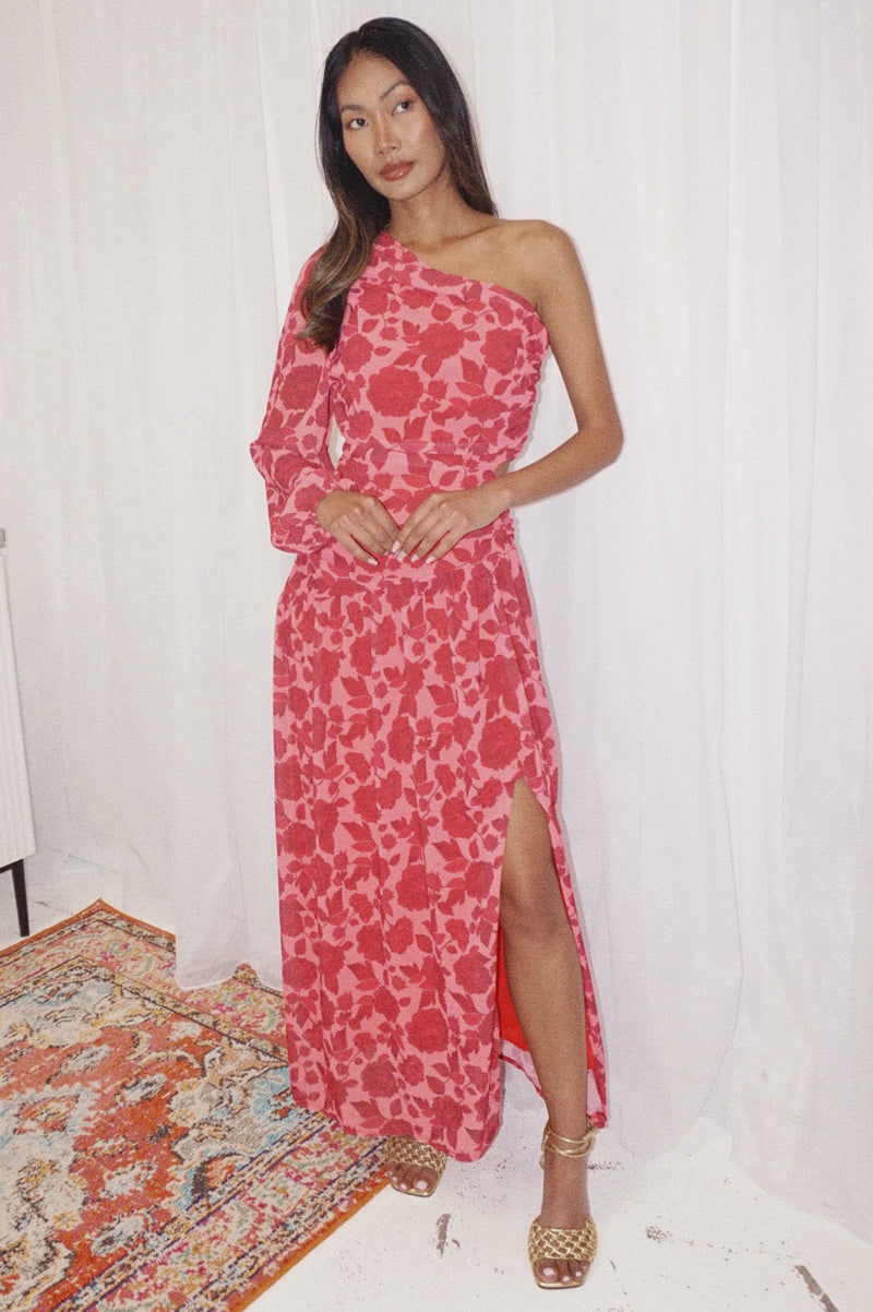 Solace Floral Dress Red