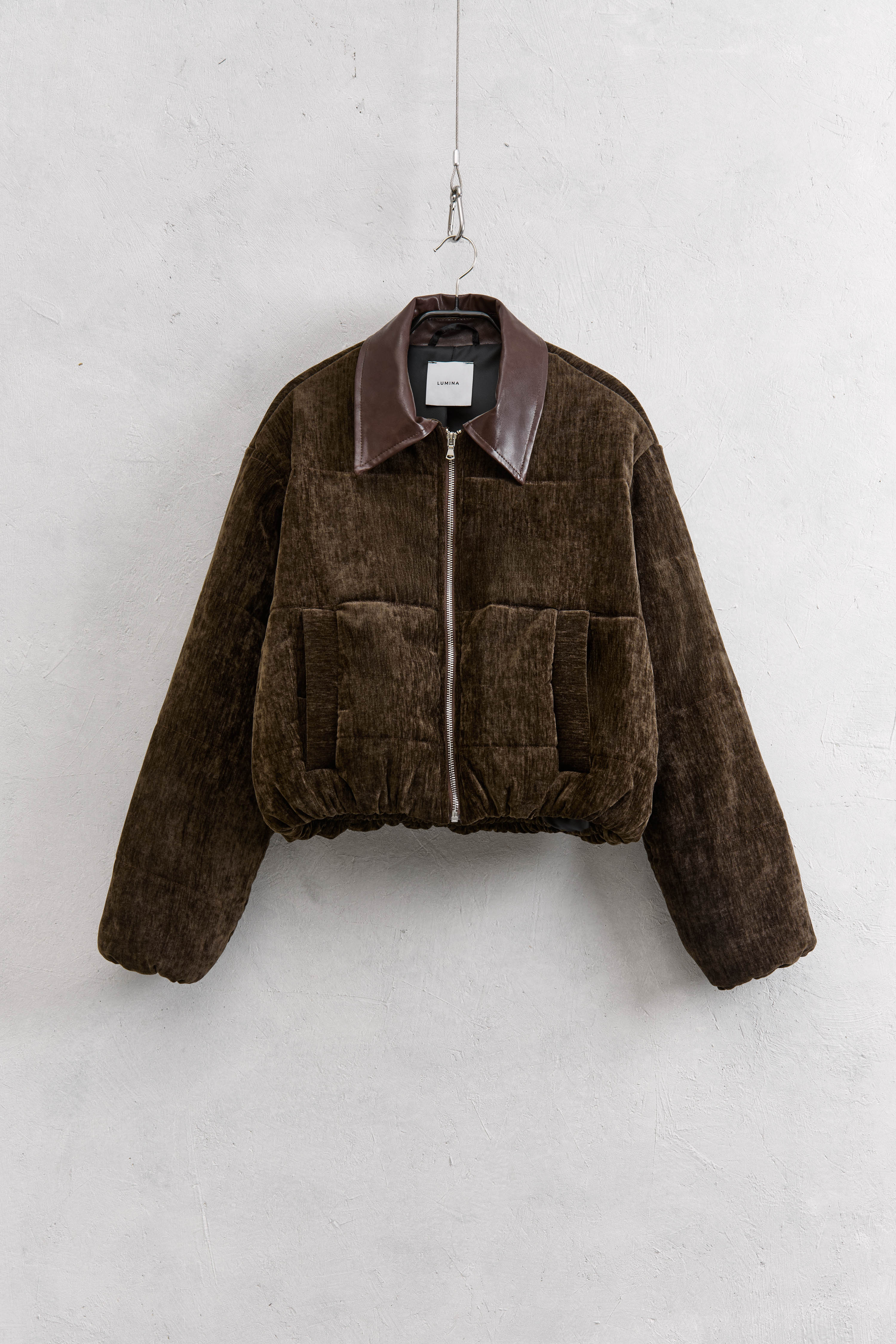 Riri Cropped Velvet Bomber Brown