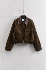 Riri Cropped Velvet Bomber Brown