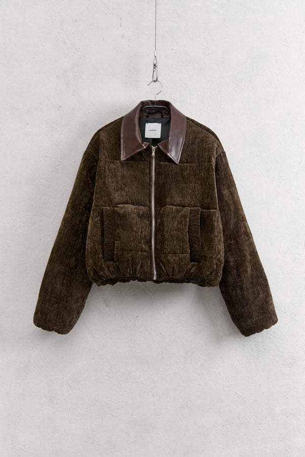 Riri Cropped Velvet Bomber Brown