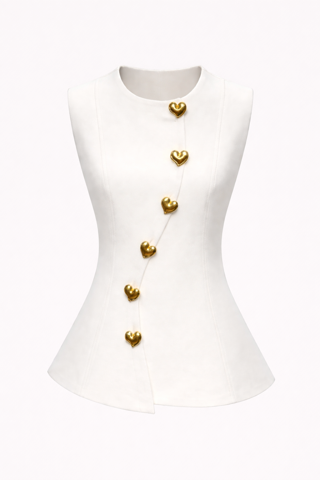 SARA HEART BUTTON WAISTCOAT - OFF WHITE