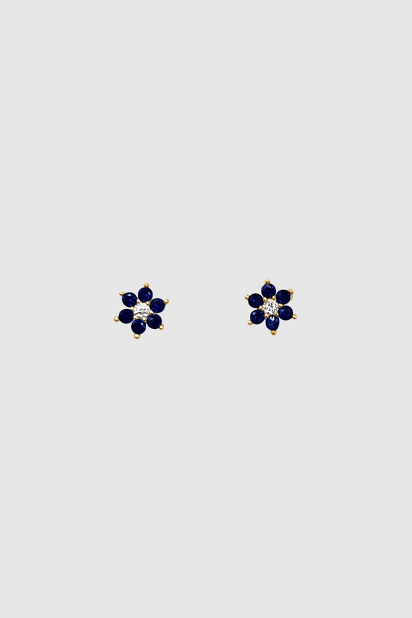 Vaani Blue Flower Earrings Silver