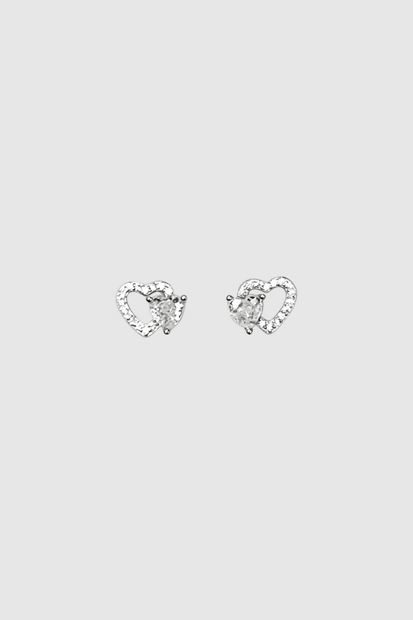 Velia Double Heart Earrings Silver