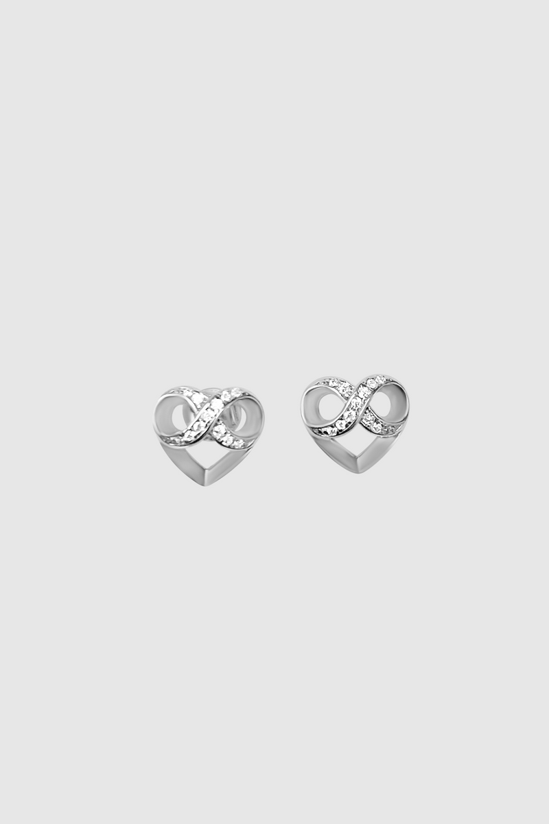 Violet Eternal Heart Earrings Silver