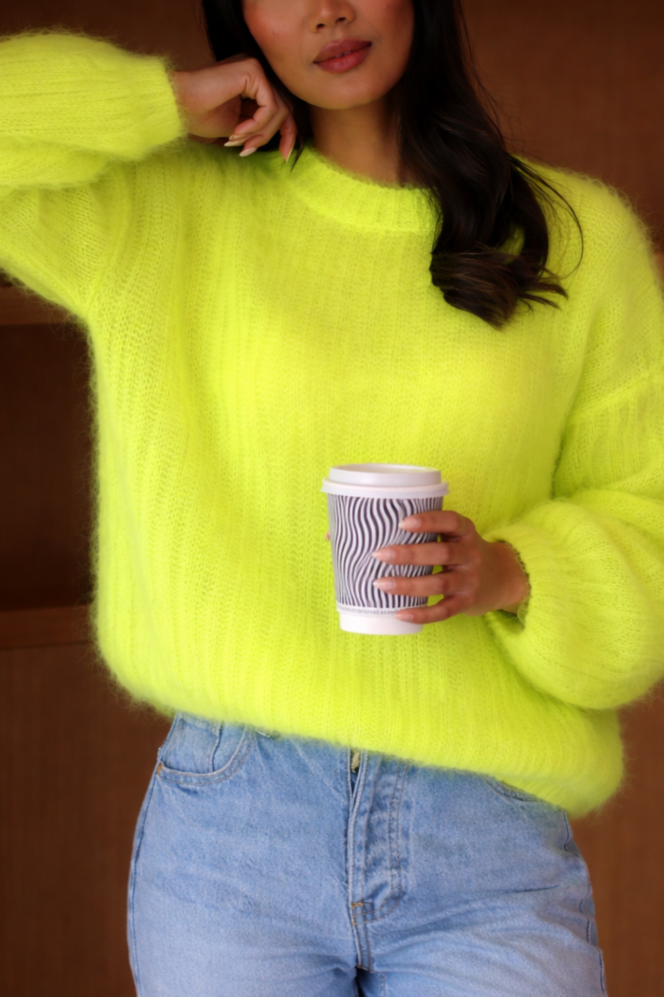 KELLY MOHAIR BLEND SWEATER NEON YELLOW