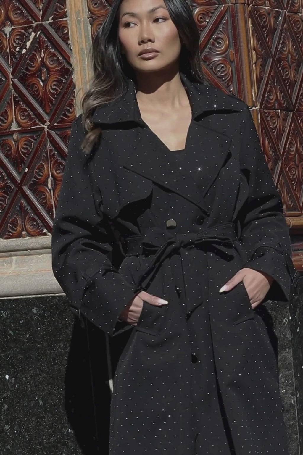 LEAH EMBELLISHED TRENCH COAT TAUPE