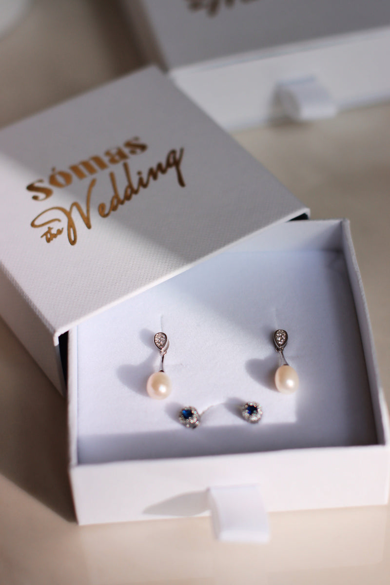 Wini Pearl Drop Earrings Silver