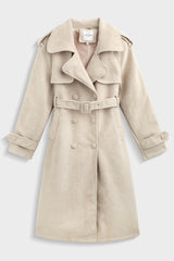 RAYE FAUX SUEDE TRENCH - CREAM