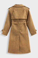 RAYE FAUX SUEDE TRENCH - CARMEL