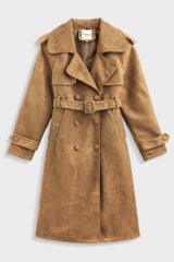 RAYE FAUX SUEDE TRENCH - CARMEL