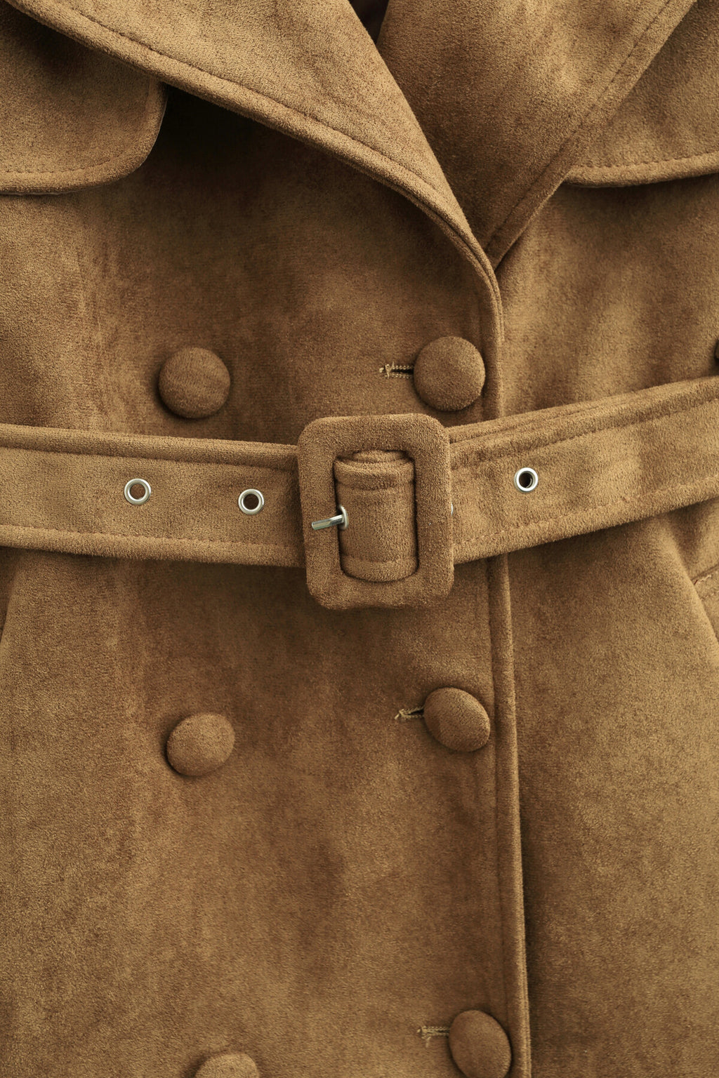 RAYE FAUX SUEDE TRENCH - CARMEL